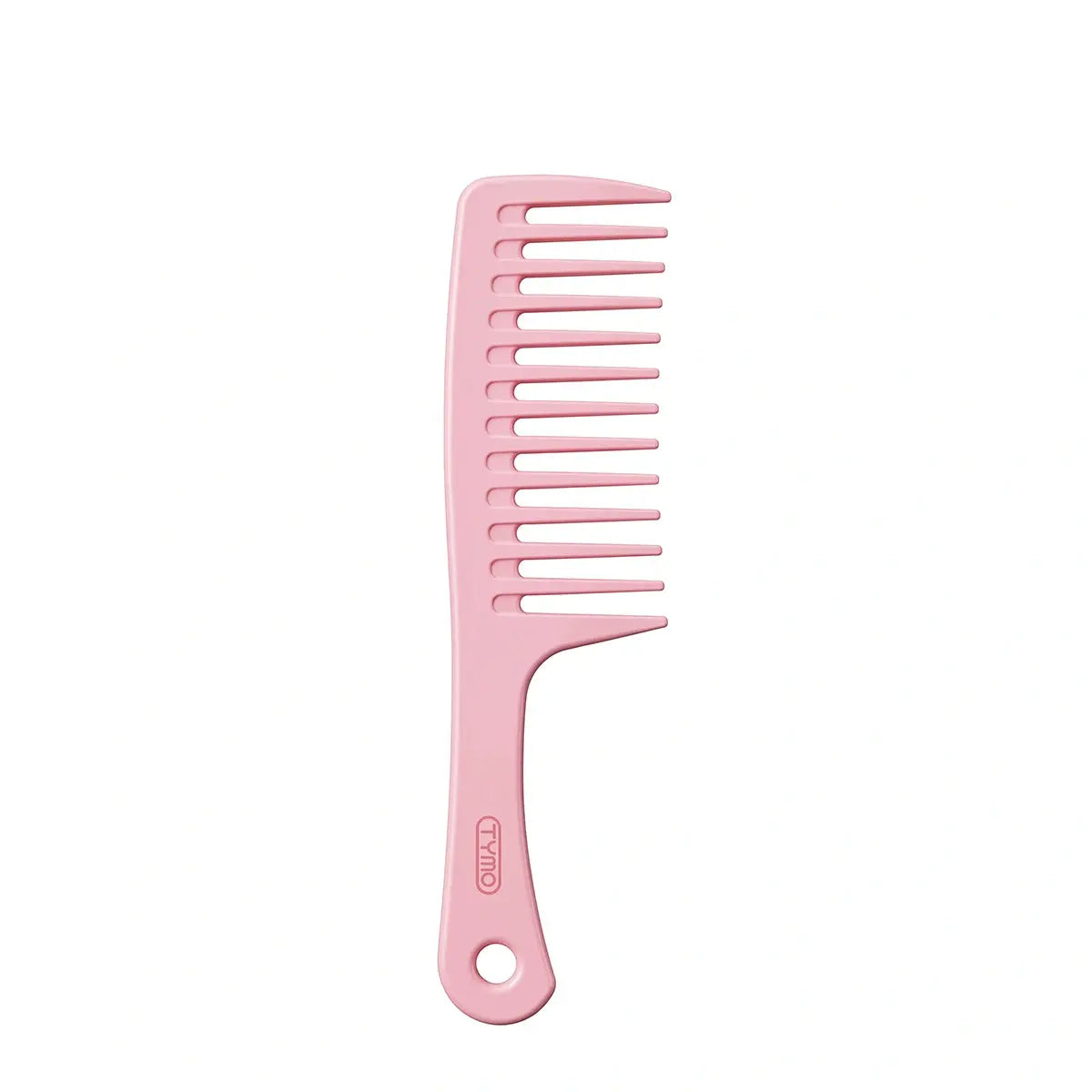 TYMO LooseWave Comb wide tooth detangling comb in pastel pink with ergonomic handle and hanging hole