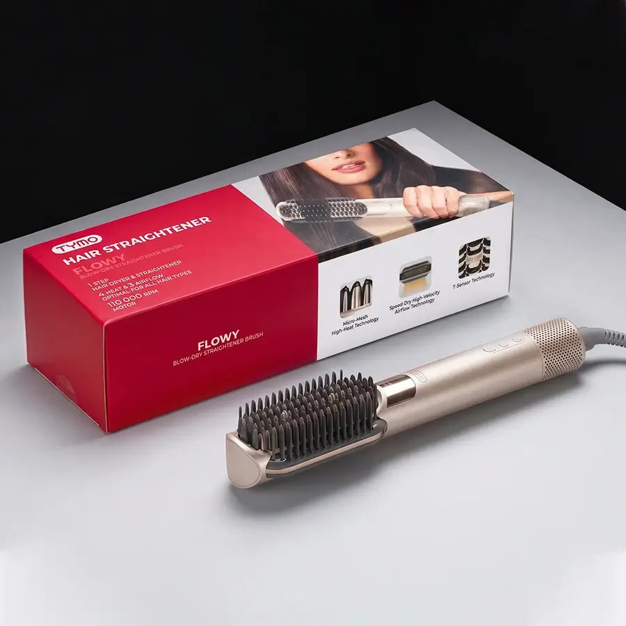 TYMO FLOWY Blow-Dry Straightener Brush Package Box