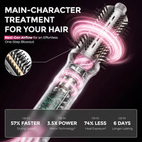 Internal cutaway view demonstrating Coanda airflow technology, faster drying speed, reduced heat exposure for longer‑lasting hairstyles