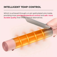 Intelligent temperature control system in TYMO CUES PINK hair curlers with gold-plated wiring for precise heating.