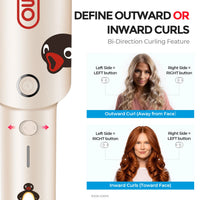 Guide demonstrating bi-directional controls for outward and inward curls.