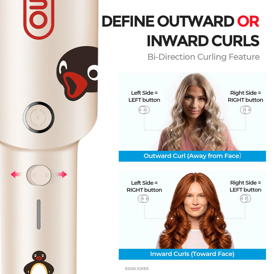Guide demonstrating bi-directional controls for outward and inward curls.