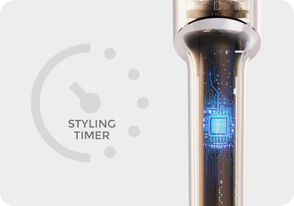 Hair curling iron with styling timer