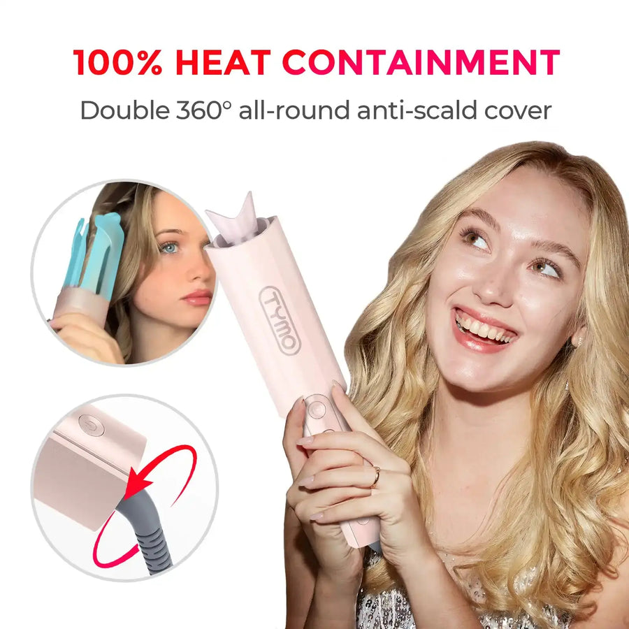 TYMO CURLPRO PLUS PINK automatic curl iron — one-tap effortless styling.