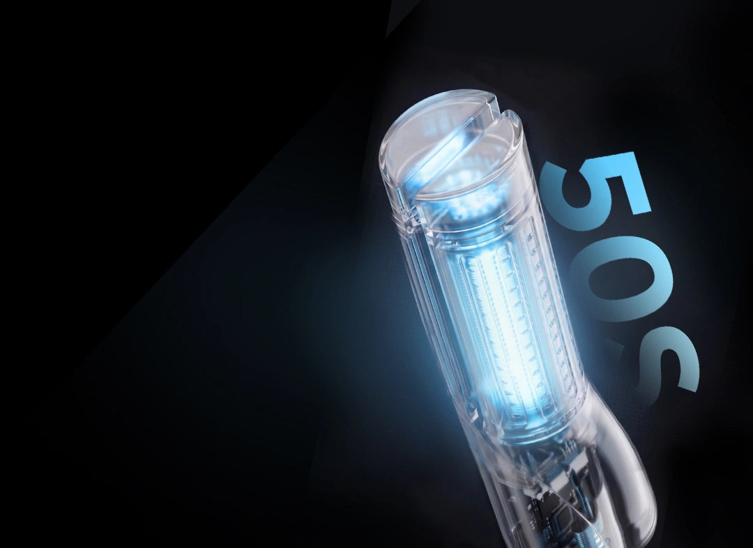 Close-up of TYMO AIRFLOW 2-in-1 straightener and curler highlighting 50°C cooling airflow technology for styling curls.
